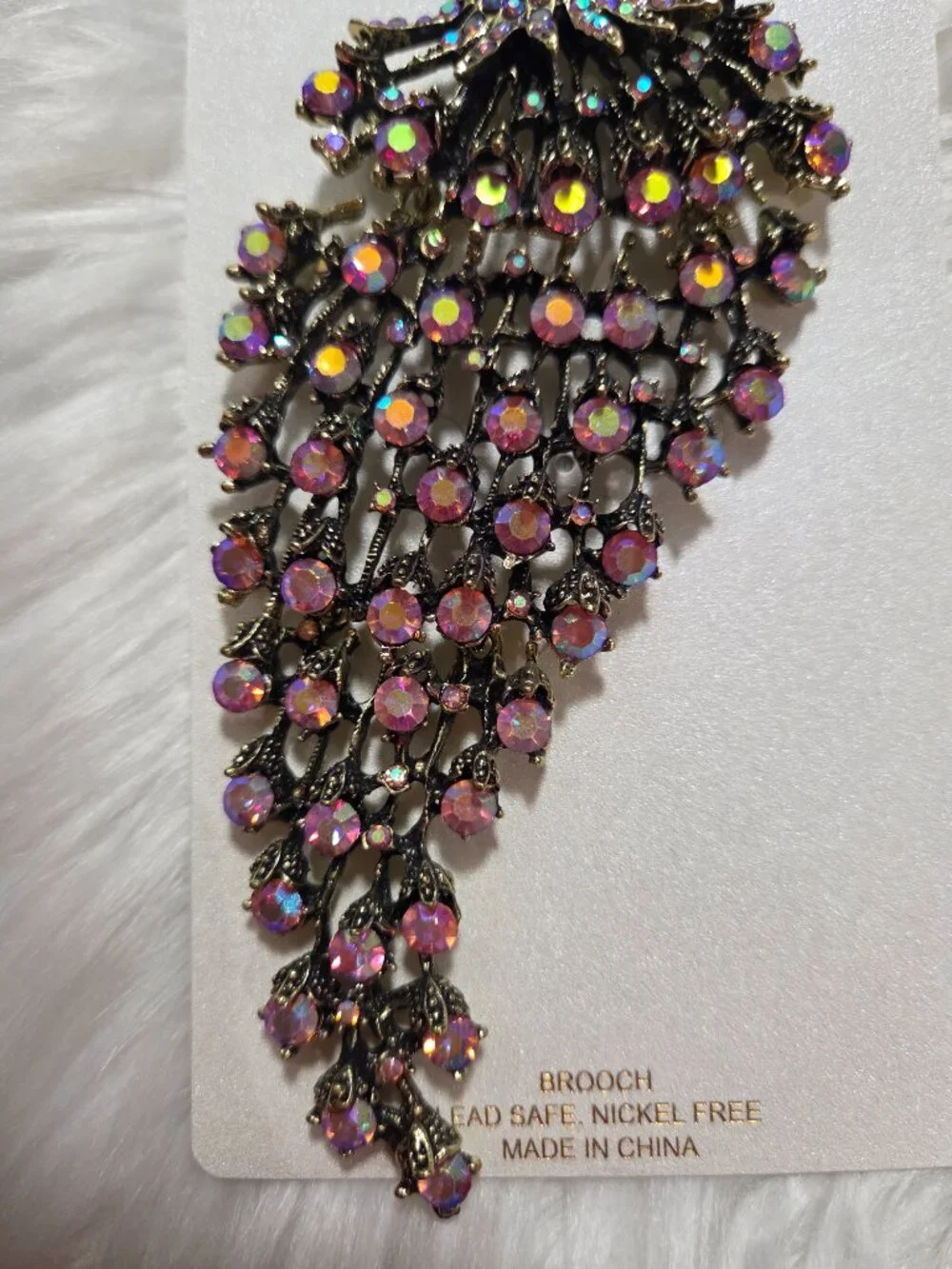 Natasha Couture Oversized Peacock Brooch